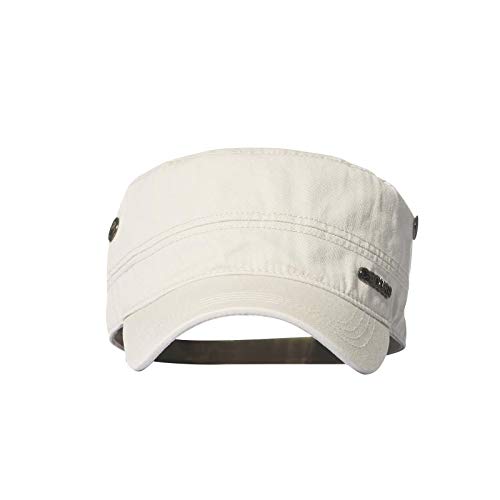 31-BfCMGUPL.jpg CACUSS Gorra Militar 100% Algodón Robusta Gorra Plana Ajustable Army Sun Gorra de Senderismo Unisex Gorra de Béisbol Beis