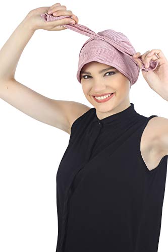 3128bDWUWWL.jpg Deresina Gorra Estilo Casual anudable por detrás para pérdida de Cabello Rosa