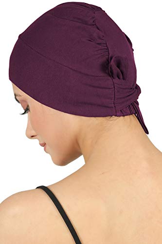 318KbV5GICL.jpg Deresina Gorro Unisex anudable por detras Tejido Doble Capa para quimio Mulberry