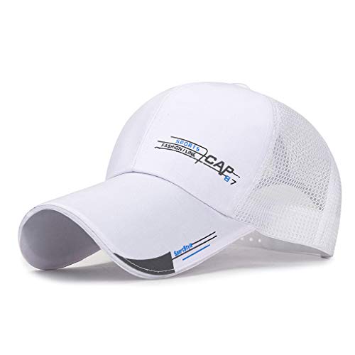 319TaVUqZ2BL.jpg Mujeres Hombres Gorra de Malla Transpirable Gorra de Béisbol Remedio Ajustable al Aire Libre Deporte Hip-Hop Sombrero Sombrero de Sol con Protección Solar Gran Tapa de Aleros para Pesca Cámping Blanco