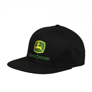 John Deere Tractors Men All Black Cotton Twill Logo Cap Black with Classic Logo