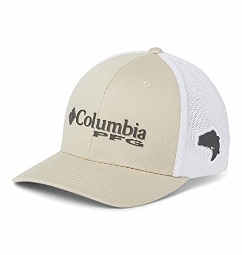 31Lnnb22EZS.jpg Columbia PFG Malla Bola Cap Unisex Color Fossil Parrilla Blanco