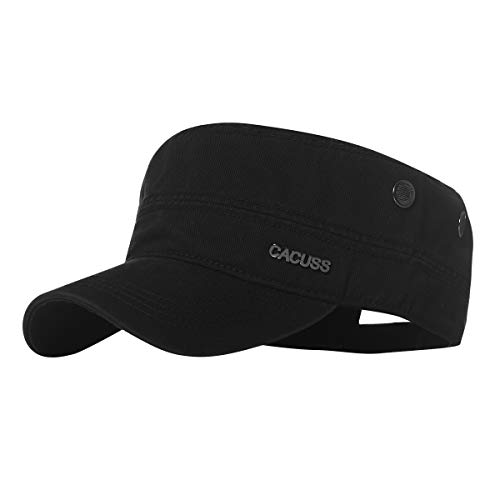 31doot2PfOL.jpg CACUSS Gorra Militar 100% Algodón Robusta Gorra Plana Ajustable Army Sun Gorra de Senderismo Unisex Gorra de Béisbol Noir