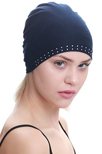 31gPsezYZsL.jpg Deresina Gorro de bambú con Frontal Adornado con Brillantes para quimio Marino
