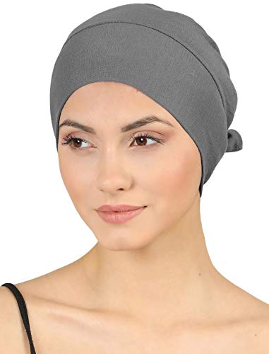 31w1e8XHgyL.jpg Deresina Gorro Unisex anudable por detras Tejido Doble Capa para quimio Grey