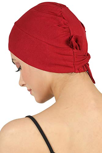 31yJLVeZ2WL.jpg Deresina Gorro Unisex anudable por detras Tejido Doble Capa para quimio Burgundy