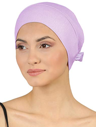 31ykORaxDsL.jpg Deresina Gorro Unisex anudable por detras Tejido Doble Capa para quimio Lila