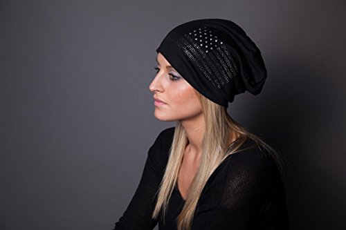 41-mld8S8L.jpg styleBREAKER Gorro Beanie Elegante en diseño con la Bandera de EE.UU. y Remaches de estrás Unisex 04024042 Azul medianoche / Azul Oscuro