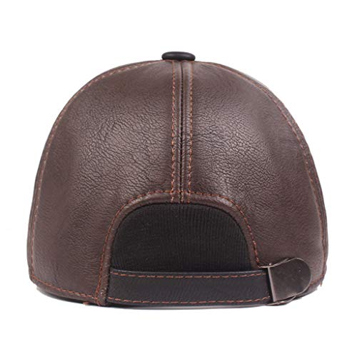 411M3g7fY2L.jpg MOVERV-Gorra de Béisbol para Hombre Sombrero de Cuero Suave de PU Sombrero Deportivo Al Aire Libre Otoño Invierno Café-S428