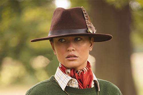 411YRgSw1tL.jpg Walker and Hawkes Hanbury Fedora Unisex de Fieltro con Cinta de Cuero y Broche de latón con Plumas Plegable Marrón