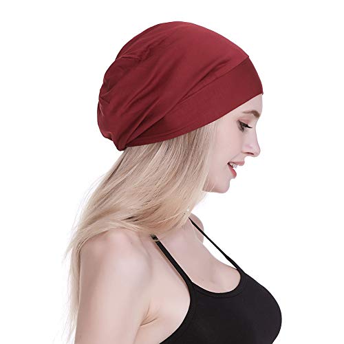 411x-yAzNnL.jpg Gorro de seda con forro de satén interior de 19 mm 100% seda de morera exterior de bambú y viscosa natural transpirable para el cabello tela elástico.