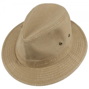 Stetson Sombrero vagabundo Traveller para Hombre - Sombrero Aventurero de algodón con protección UV 40+ - Sombrero de Exteriores Estilo Retro - Verano Invierno Beige