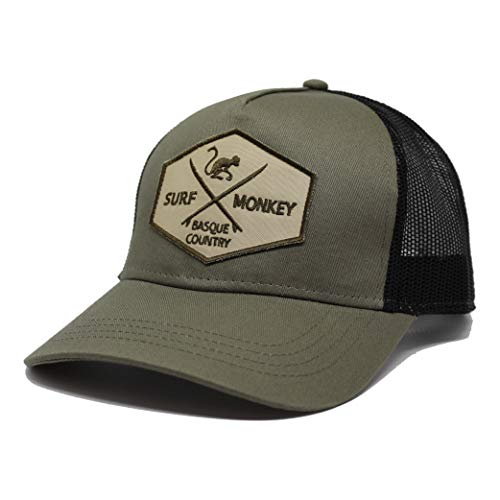 412BqTdxkbeL.jpg Surf Monkey Gorra Tipo Trucker Origins Beisbol Ajustable - Gorras de Hombre Oliva Negro