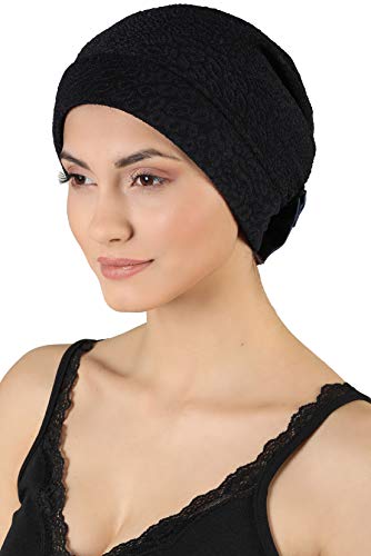 412FWmb2BwIL.jpg Deresina Gorro con Rosa de satín para pérdida de Cabello Azul Marino