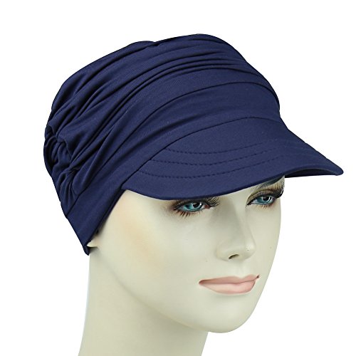 4137hBM5MvL.jpg FocusCare Sombreros Suaves para Mujeres Chemo Gorra de béisbol de bambú Turbantes de pérdida de Cabello Navy