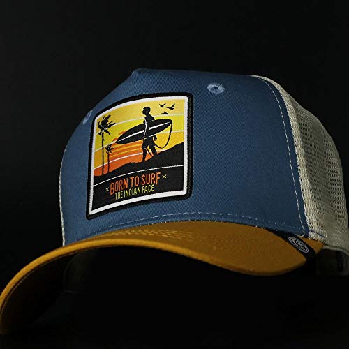413dmGnwKvL.jpg The Indian Face Born To Surf Gorra de béisbol Unisex Adulto Azul