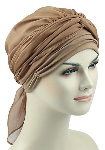 413lQrafr0L.jpg FocusCare La quimioterapia para cancer turbante mujeres Cómodo tejido de bambu Headwear Pure Brown