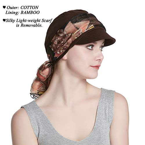 414PJxGWuzL.jpg Alnorm Conjunto de Bufanda y Sombrero de Vendedor de periódicos de Fibra de bambú Transpirable para Mujer Diamantes de cafe