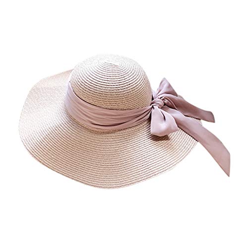 414yEJy1HhL.jpg Elegante Señoras Sombrero Verano Panama Doble Cara Plegable Ajustable con Flor Banda Playa Sol Screen Sombrero Fashion Fiesta Boda Sombrero Flexible Plegable Playa Sombrero Rosado
