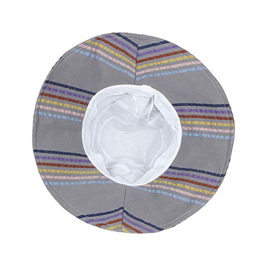 415TRV7-IdL.jpg Mujer Pamela Sombrero Dama Elegant Impresión Sombrero Ajustable Enrollable Respirable Malla Pescador Playa Gorra Senderismo Camping Sombrero ala Ancha Gorra Plegable Gorra Gris