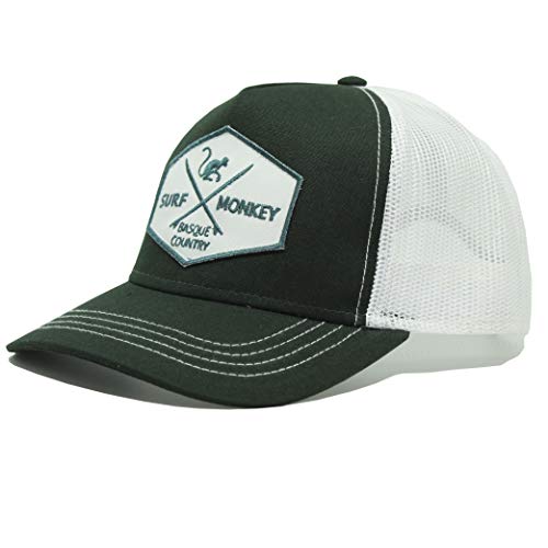 415iSHHttAL.jpg Surf Monkey Gorra Tipo Trucker Origins Beisbol Ajustable - Gorras de Hombre Verde Blanco