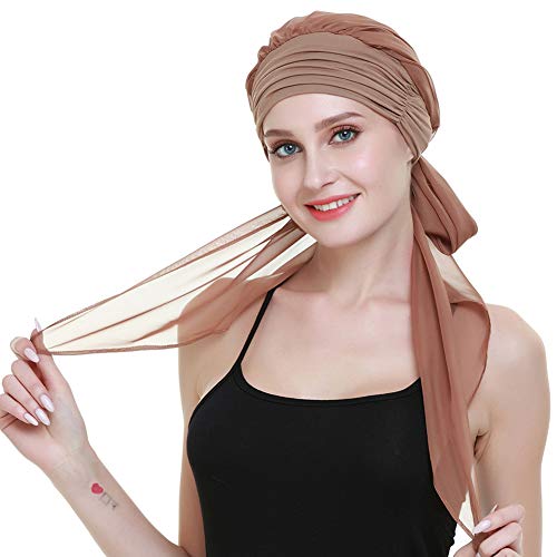 415tA2B8yBDL.jpg FocusCare La quimioterapia para cancer turbante mujeres Cómodo tejido de bambu Headwear Pure Brown
