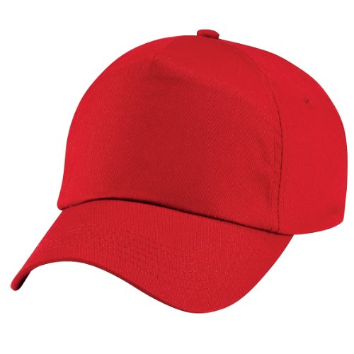 416BL9jlgLL.jpg Beechfield - Gorra lisa con 5 paneles para niños adolescentes Rojo