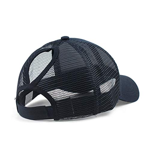 416LTwUZhiL.jpg Gorra con Visera De Béisbol Gancho Ajustable Solida Unisex y Cierre De Bucle Gorra De Béisbol Media Malla Deportiva Transpirable Sombreros para Exteriores Armada