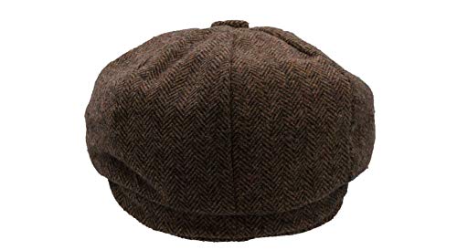 416aLD3N2LL.jpg Walker and Hawkes Gorra de lana unisex de 8 paneles de Newsboy Bakerboy Marrón