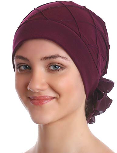 417UqAV2d2BL.jpg Deresina Turbante Estampado en Rombos para perdida de Cabello Púrpura