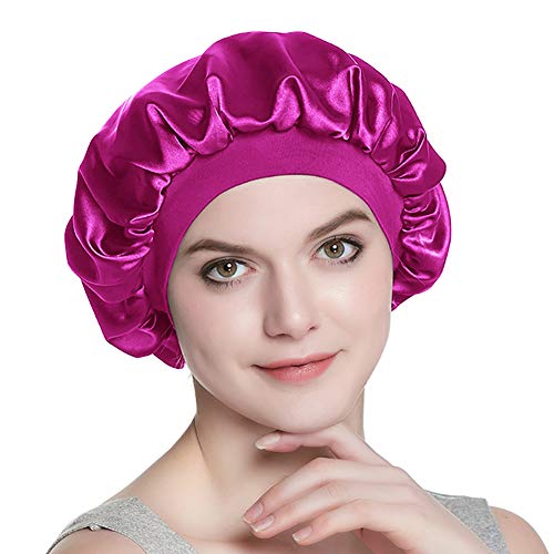 418CyG7ulrL.jpg Alnorm Gorra Durmiente con Estilo de Las Mujeres Capo de satén Sedoso de Doble Capa Rosa y Browm