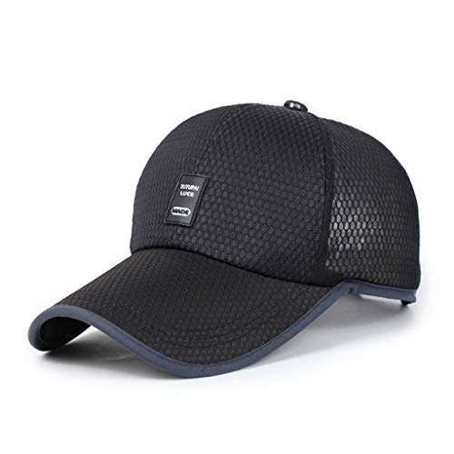 418OOHmhgLL.jpg Negro Gorra de Golf Gorra de Beisbol Moda Tapa de Color Sólido con Ancho Ajustable Sombreros Deportes de Algodón Malla Transpirable Gorra Sombreros de Sol Gorras Cámping Senderismo Pesca Bádminton Negro