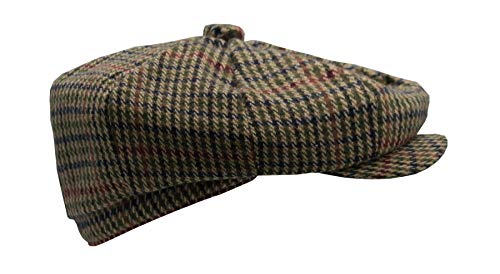 418OmAjgQ7L.jpg Walker and Hawkes Gorra de lana unisex de 8 paneles de Newsboy Bakerboy Cuadros Marrón