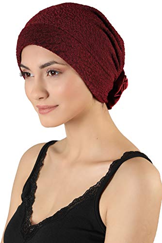 418UlRLXNlL.jpg Deresina Gorro con Rosa de satín para pérdida de Cabello Borgona
