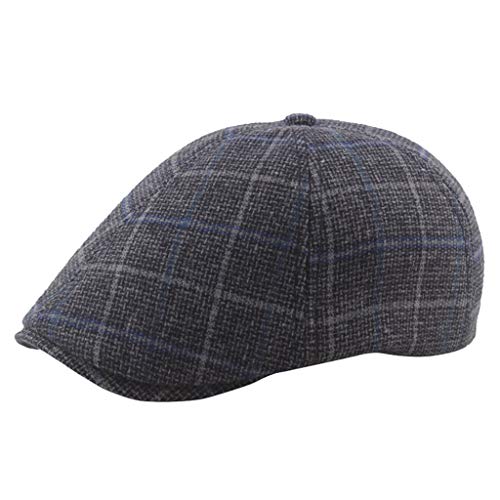 418irA3sa2L.jpg MOVERV-Gorra Estampado a Cuadros - Ajustable Algodón Gorras - Sombrero a Cuadros con Boina Gorra Casual para Mujer y Hombre Gris oscuro