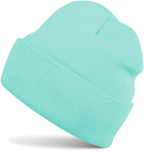 419XLG4WWfL.jpg styleBREAKER Gorro Beanie clásico de Punto Punto Fino Doble y cálido Unisex 04024029 Menta