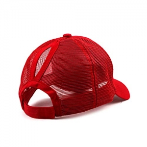 Gorra con Visera De Béisbol Gancho Ajustable Solida Unisex y Cierre De Bucle Gorra De Béisbol Media Malla Deportiva Transpirable Sombreros para Exteriores Rojo