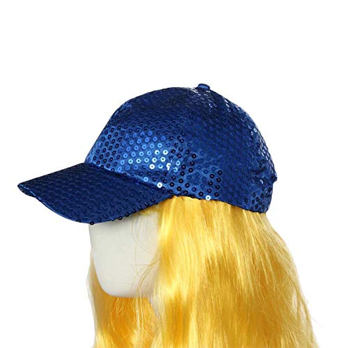 41B-AKWIJ0L.jpg Gorra de Mujer Moda Lentejuelas Estrella Rhinestone Sombrero Gorra de Sol Hip Hop Color Sólido Ajustable Verano Deportes Al Aire Libre de Protección Sola para Bailando Cámping Pesca Azul