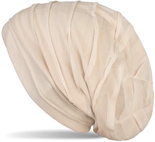 41B2BdsG2BF1L.jpg styleBREAKER Gorro Beanie clásico con Estampado de Pliegues Beanie Largo Unisex 04024053 Beige