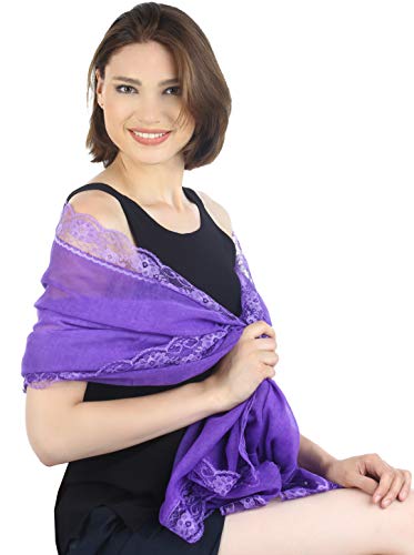 41CXrBiWPhL.jpg Deresina Pashmina Chal 100% algodón Extra Larga para quimio Purple