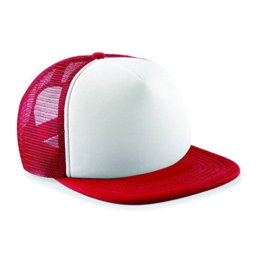 41D8mWE1SAL.jpg Beechfield - Gorra transpirable con tejido perforado Modelo Vintage con cierre Snapback para niño adolescente Azul Blanco