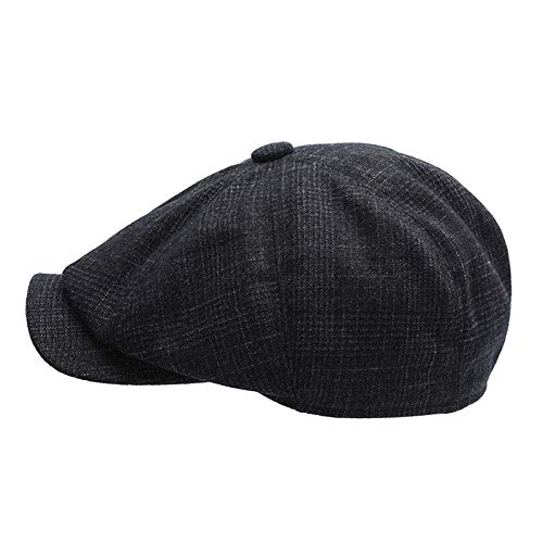 41Day6C2BbZL.jpg Adantico Sombrero de Invierno para Hombres Gorra Plana Boina Gorra a Cuadros Newsboy Caps Negro A