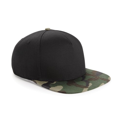 41EFFHz1IdL.jpg Beechfield - Gorra plana Con visera plana Modelo Camuflaje Retro - Verano Playa Black Jungle Camo
