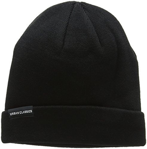41EHXeQ75RL.jpg Urban Classics Basic Flap Beanie Gorro de Punto Unisex Adulto Negro