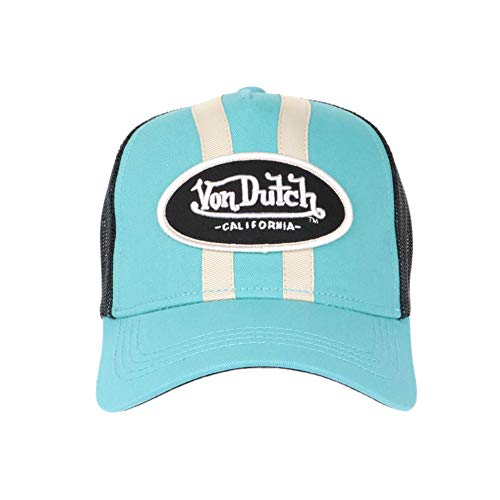 41EkRTTdieL.jpg Von Dutch Gorra azul cielo y beis Trucker Baseball Fashion Stripe Hombre Azul