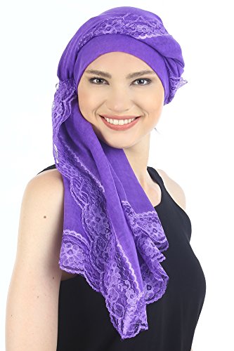 41Et2BKwQWjL.jpg Deresina Pashmina Chal 100% algodón Extra Larga para quimio Purple