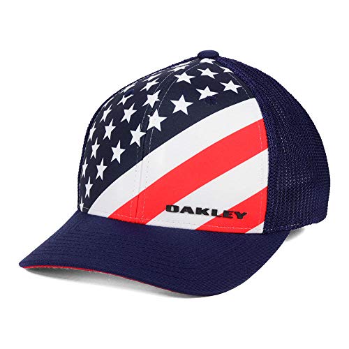 41FwcKs8TqL.jpg Oakley Indy - Gorra elástica Rojo Azul