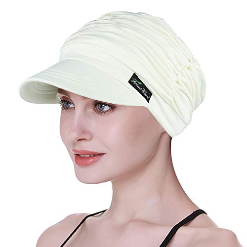 41G7nFIMIDL.jpg FocusCare Sombreros Suaves para Mujeres Chemo Gorra de béisbol de bambú Turbantes de pérdida de Cabello Navy White