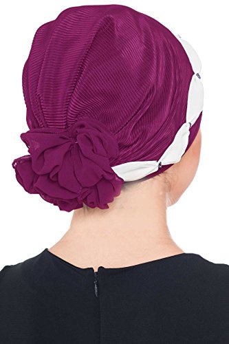41GVg2BklaWL.jpg Deresina Gorro Fruncido con Cuentas para pérdida de Cabello Jazberry Crema