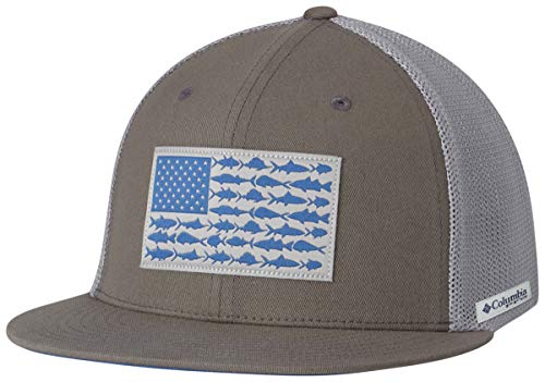 41GeUukujbL.jpg Columbia PFG Malla Visera Plana Bola Cap Titanium Fish Flag